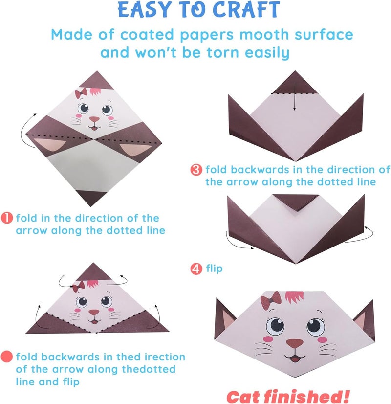 NISCHA Origami Kit for Kids Ages 5-16, 212 Sheets with 72 Patterns & Instruction Book | Origami Paper Kit for Beginners & Advanced | Arts & Crafts Toys for Girls & Boys Ages 8-12 | Birthday & Christmas Gifts - Image 5